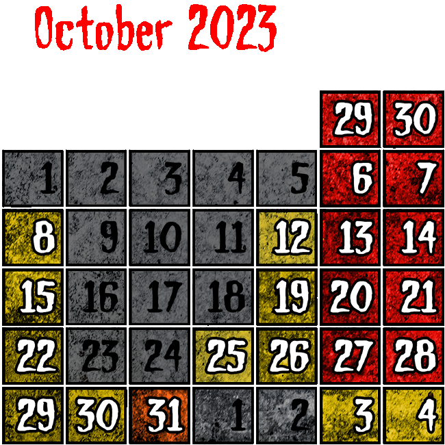 October 2023 Dates & Hours of Operation